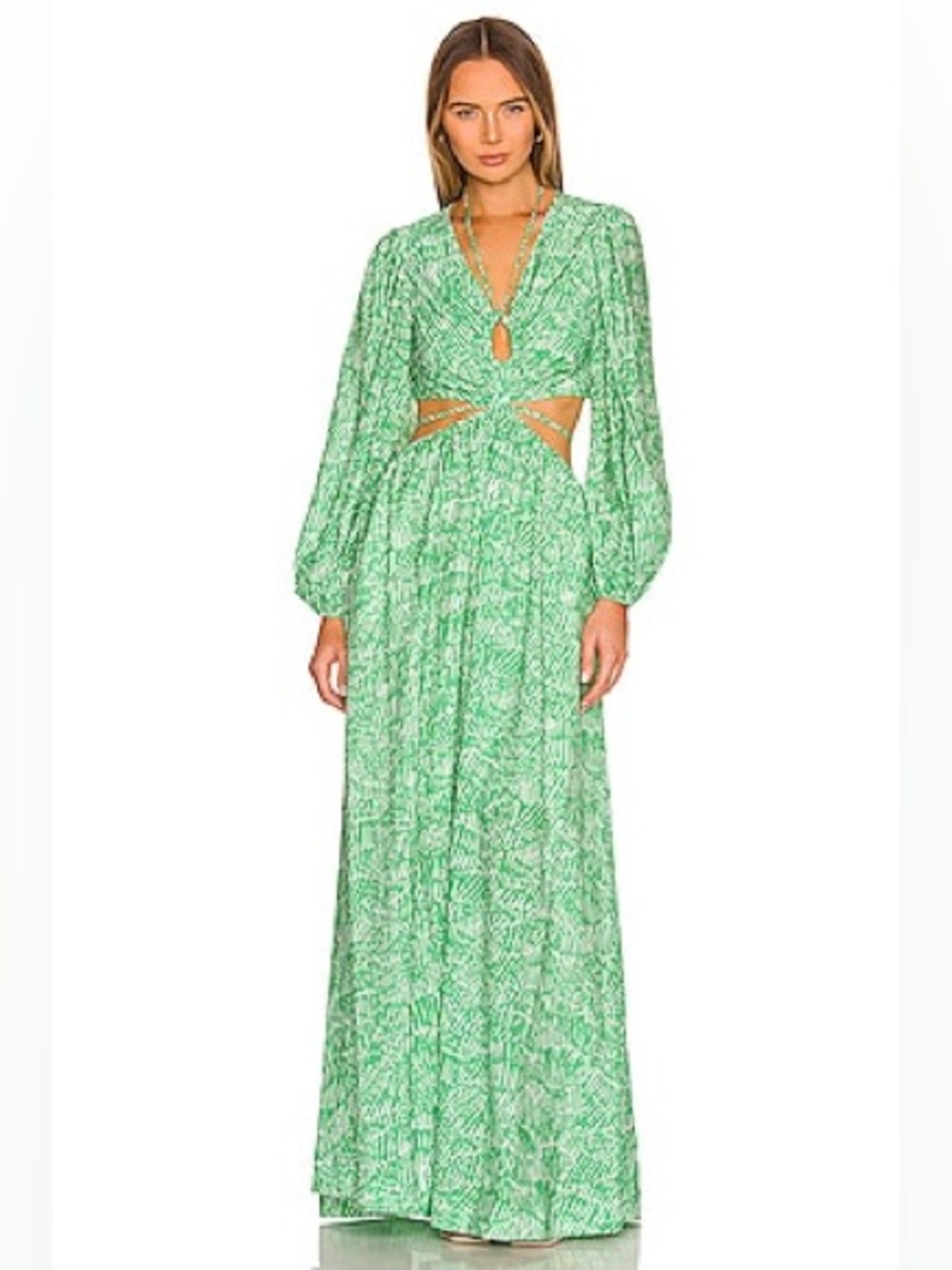 Jonathan Simkhai Adelaide Maxi Dress in Kelly Abstract Fern Green